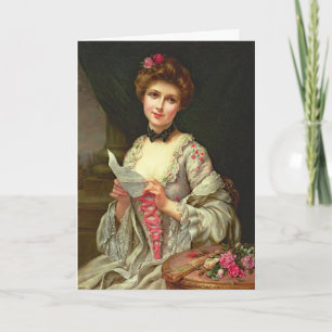 Vintage elegante Dame & Rosenstrauß Karte