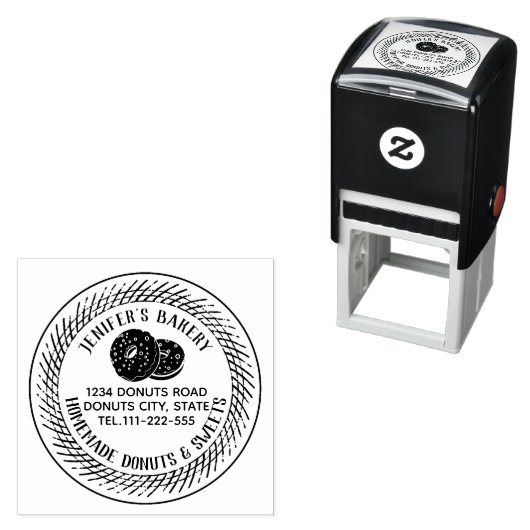 Vintage, elegante Donuts hausgemachte Bäckereien Permastempel (Beispiel)