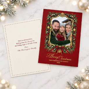 Vintage elegante Familienfoto Frohe Weihnachten Folien Feiertagskarte