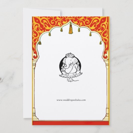 Vintage elegante Farbbande & Ganesh - Indianerin Einladung (Rückseite)