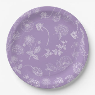 Vintage Elegante Flieder Lavendel Blumen Garten Pappteller