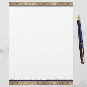 Vintage Elegante Florale Goldene Rosen Navyblaue T Briefbogen