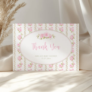 Vintage Elegante Florale Rosa Rose Dankeskarte