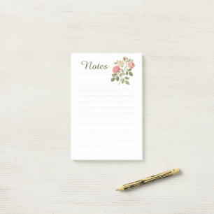 Vintage Elegante Florale Rosen Ästhetisches Liniie Post-it Klebezettel