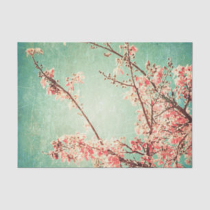 Vintage elegante getragene aquamarine Holz- u. Seidenpapier