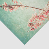 Vintage elegante getragene aquamarine Holz- u. Seidenpapier (Ausschnitt)