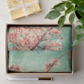 Vintage elegante getragene aquamarine Holz- u. Seidenpapier (Geschenk)