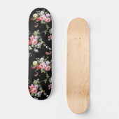 Vintage elegante Girly rosarote Trendy Rosen mit Skateboard (Vorderseite)