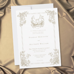 Vintage Elegante Gold-Schwan-Kamm-Gartenhochzeit Einladung