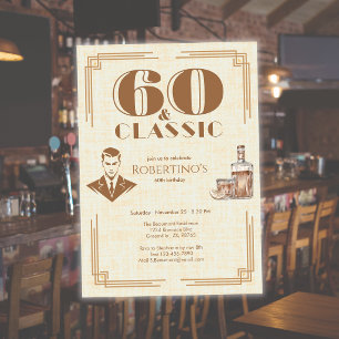Vintage Elegante Herren Whiskey 60. Geburtstag Einladung