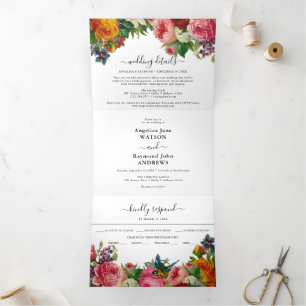 Vintage Elegante Hochzeit Dreifach Gefaltete Einladung