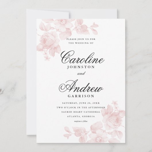 Vintage Elegante Hochzeit Einladung (Vorderseite)