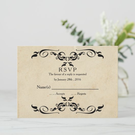 Vintage elegante Hochzeitsstimmung UAWG Einladung (Stehend Vorderseite)