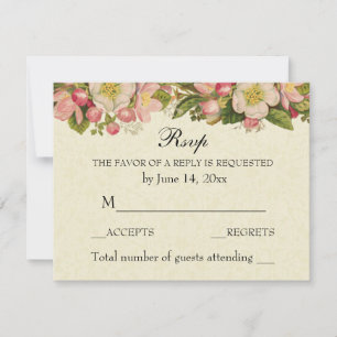 Vintage Elegante Hochzeitsszitzer-UAWG-Kirschblüte RSVP Karte