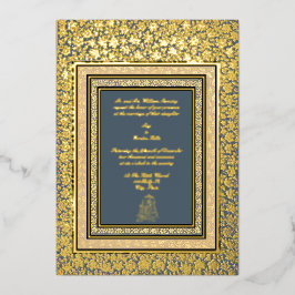 Vintage, elegante indische Mughal-Hochzeit Folieneinladung