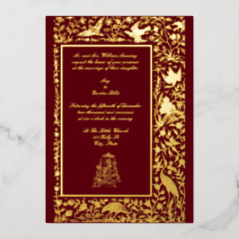 Vintage elegante indische Vogelbricht 1608 Hochzei Folieneinladung