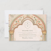 Vintage Elegante islamische Hochzeit mit Flora Dankeskarte (Vorderseite)