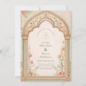 Vintage Elegante islamische Hochzeit mit Flora Einladung (Vorderseite)