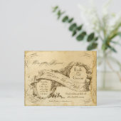 Vintage Elegante Kalligrafie Hochzeit rettet die T Ankündigungspostkarte (Stehend Vorderseite)