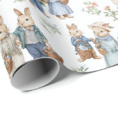 Vintage Elegante Kaninchen | Ostern Geschenkpapier (Rolleneckpunkt)