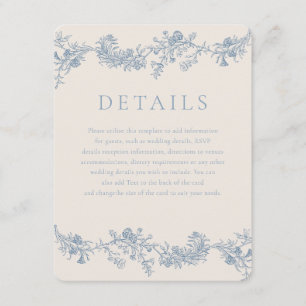 Vintage elegante klassische florale Hochzeitsdetai Begleitkarte