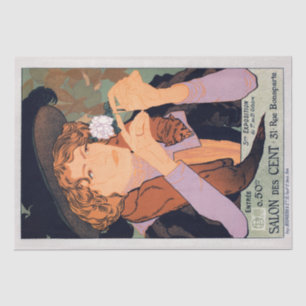 Vintage Elegante Lady French Poster Decoupage Seidenpapier