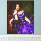 Vintage Elegante Lady in blauem violettem Kleid Leinwanddruck (Insitu (Holzboden))