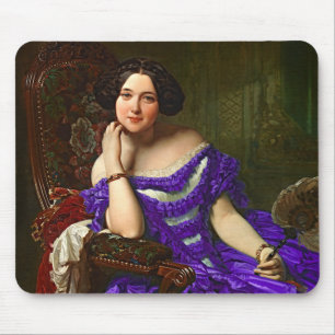 Vintage Elegante Lady in blauem violettem Kleid Mousepad