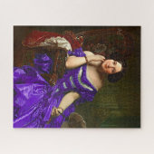 Vintage Elegante Lady in blauem violettem Kleid Puzzle (Horizontal)