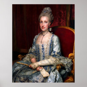 Vintage, elegante Lady in Blue Lace Silk Poster