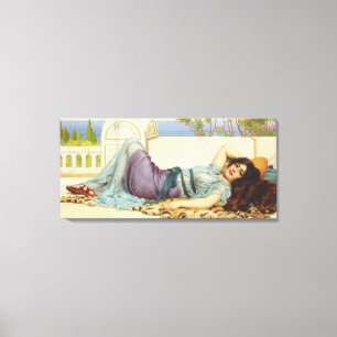 Vintage Elegante Lady Lying Down Relaxen Leinwanddruck