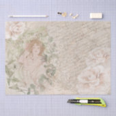 Vintage Elegante Lady Rose Script Map Seidenpapier (Handwerk)