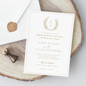 Vintage Elegante Leafy Wreath Goldbrasse Hochzeit Einladung