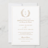 Vintage Elegante Leafy Wreath Goldbrasse Hochzeit Einladung (Vorderseite)