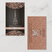 Vintage elegante Luxus-Damastschere Visitenkarte (Vorne/Hinten)