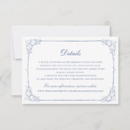 Vintage elegante Ornament-Rahmen Hochzeitsdetails Einladung