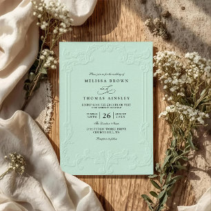 Vintage elegante ornamentale Prägung QR-Code Hochz Einladung