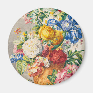 Vintage Elegante Pastell Blumen Botanische Wandkun Magnet