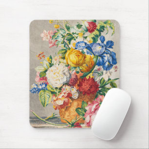 Vintage Elegante Pastell Blumen Botanische Wandkun Mousepad