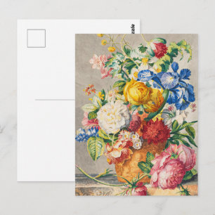 Vintage Elegante Pastell Blumen Botanische Wandkun Postkarte