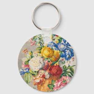 Vintage Elegante Pastell Blumen Botanische Wandkun Schlüsselanhänger