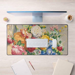 Vintage Elegante Pastell Blumen Botanische Wandkun Schreibtischunterlage