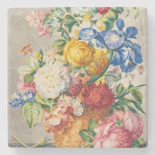 Vintage Elegante Pastell Blumen Botanische Wandkun Steinuntersetzer