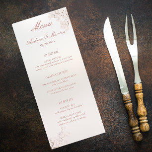 Vintage Elegante Perlen-Romantik-Hochzeit Menükarte