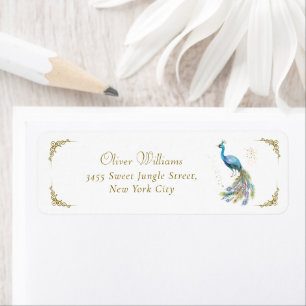 Vintage Elegante Pfau-Baby-Shower-Rücksendeadresse