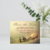 Vintage, elegante Postkarten Save the Date (Stehend Vorderseite)