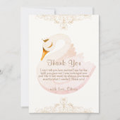 Vintage elegante Princess Swan Girl Baby Dusche Dankeskarte (Vorderseite)