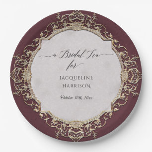 Vintage Elegante Rokoko-Wein und Goldene Hochzeits Pappteller