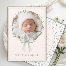 Vintage Elegante rosa Baby Girl Geburtsanzeige