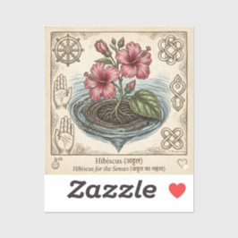 Vintage Elegante rosa Blumenillustration Grußkarte Aufkleber